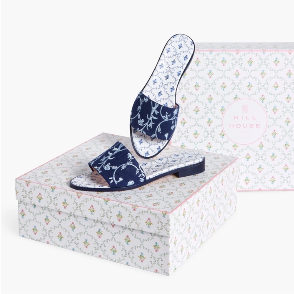Hill House Blue Botanical Sandals